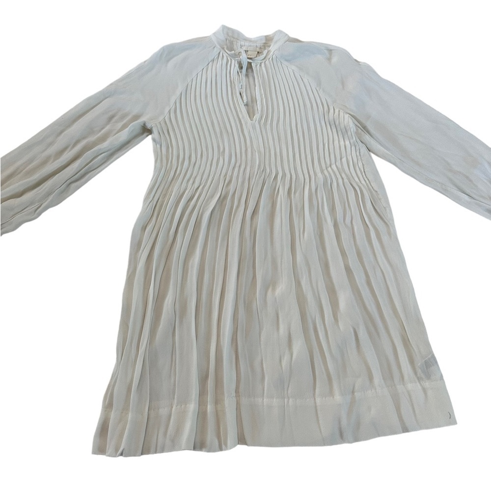 H&M White Long Sleeve Pleated Midi Dress Size 6 - Picture 9 of 17